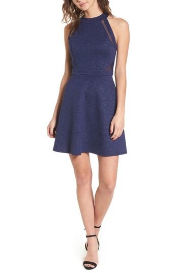 Women's Love, Nickie Lew Illusion Glitter Skater Dress - Blue