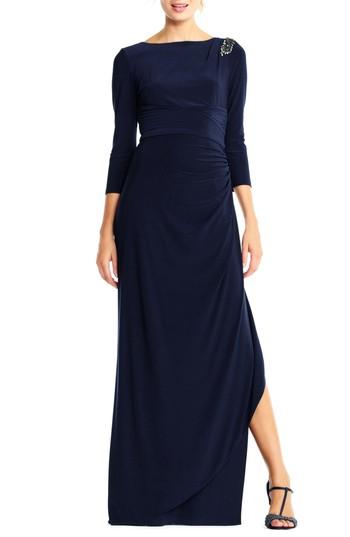 Women's Adrianna Papell Jewel Shoulder Jersey Gown - Blue