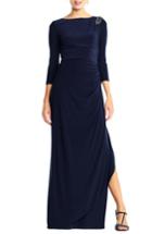 Women's Adrianna Papell Jewel Shoulder Jersey Gown - Blue
