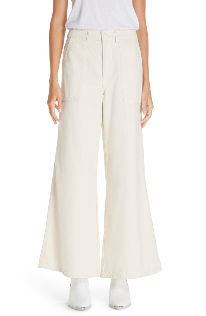 Women's Ganni Bluebell Wide Leg Pants Us / 36 Eu - White
