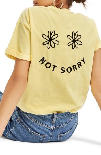 Women's Topshop Sorry Not Sorry Slogan T-shirt - Yellow