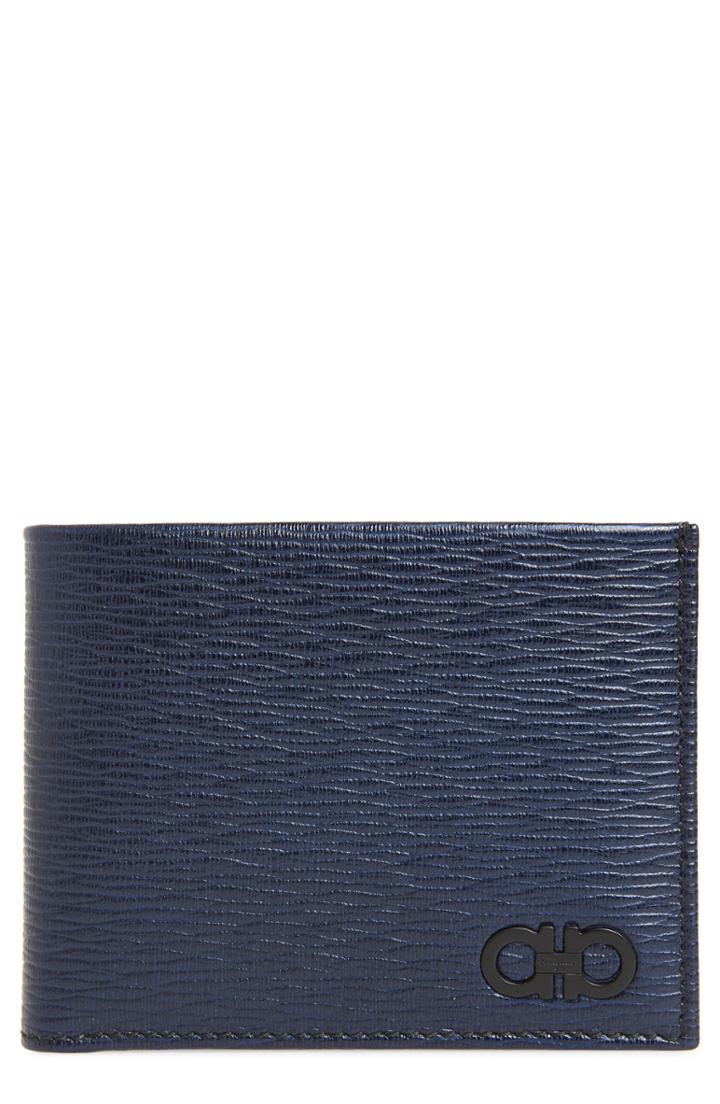 Men's Salvatore Ferragamo Revival Bifold Leather Wallet - Blue