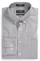 Men's Nordstrom Men's Shop Trim Fit Non-iron Gingham Dress Shirt .5 - 34/35 - Grey