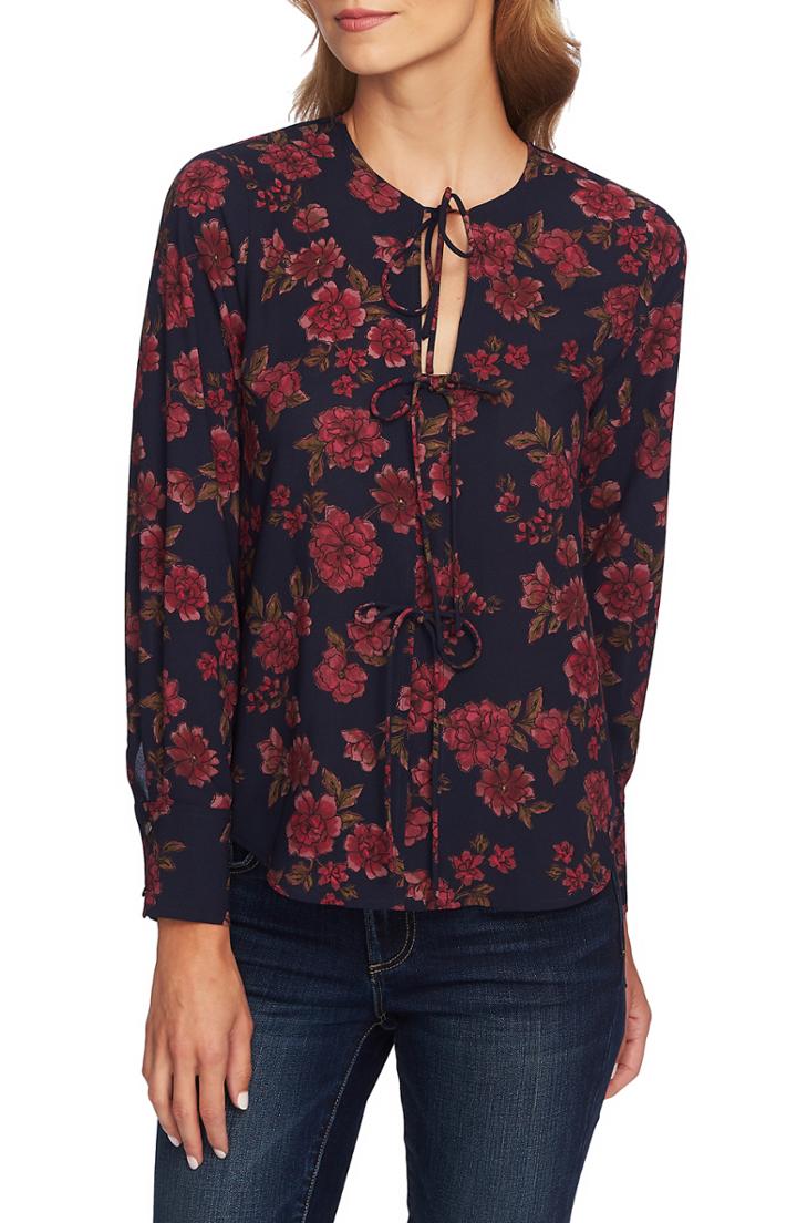 Women's Vince Camuto Flutter Cuff Hammered Satin Blouse - Black