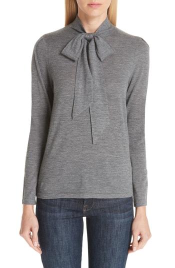 Women's Co Tie Neck Cashmere Sweater - Grey