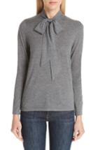 Women's Co Tie Neck Cashmere Sweater - Grey