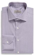 Men's Canali Regular Fit Check Dress Shirt - Purple