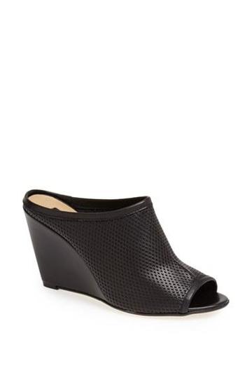 Topshop 'waltz' Perforated Leather Open Toe Mule Black