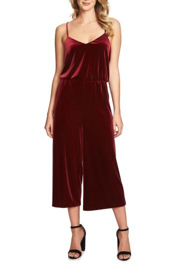 Women's 1.state Velvet Culotte Jumpsuit - Burgundy
