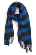 Men's The Rail Buffalo Check Fringed Scarf, Size - Blue