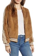 Women's Mother Letterman Faux Fur Jacket