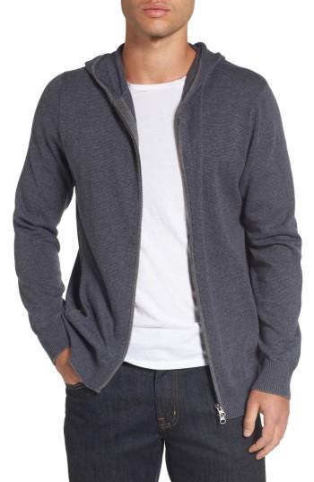 Men's Nordstrom Men's Shop Zip Front Hooded Sweater - Blue
