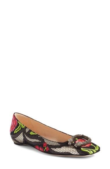 Women's Gucci 'dionysus' Embellished Square Toe Flat Us / 35eu - Black