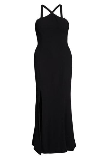 Women's Dress The Population Brianna Halter Style Trumpet Gown - Black