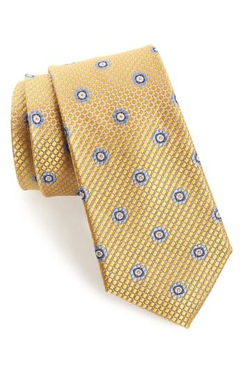 Men's Nordstrom Men's Shop Northport Medallion Silk Tie, Size - Yellow