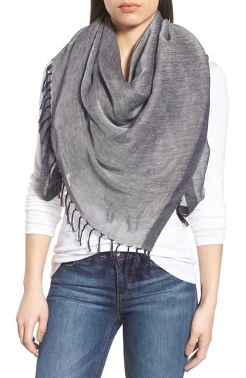 Women's Caslon Cross Dyed Linen Blend Scarf, Size - Blue