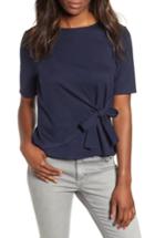Women's Gibson Tie Front Ponte Knit Tee - Blue