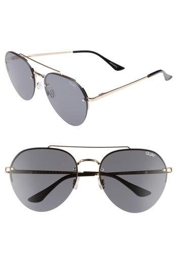 Women's Quay Australia Somerset 65mm Aviator Sunglasses - Gold/ Smoke