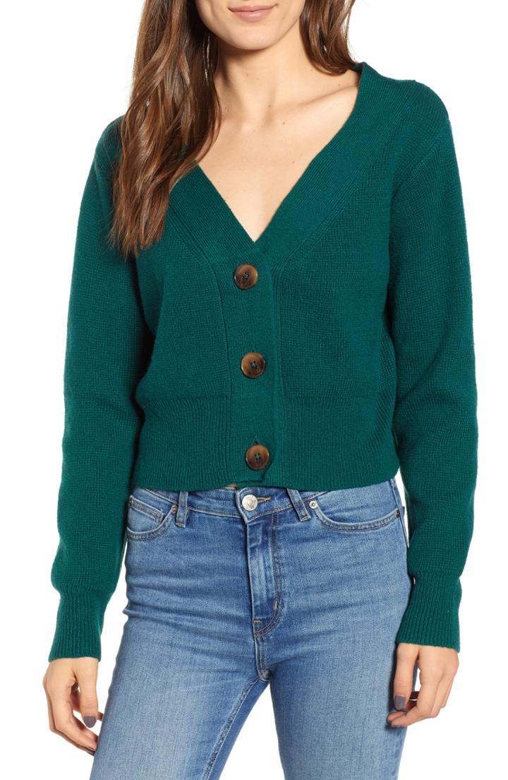 Women's Leith Portrait Neck Cardigan - Green