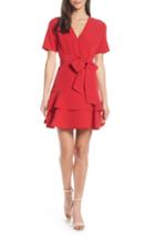 Women's Charles Henry Ruffle Tiered Wrap Dress, Size - Red