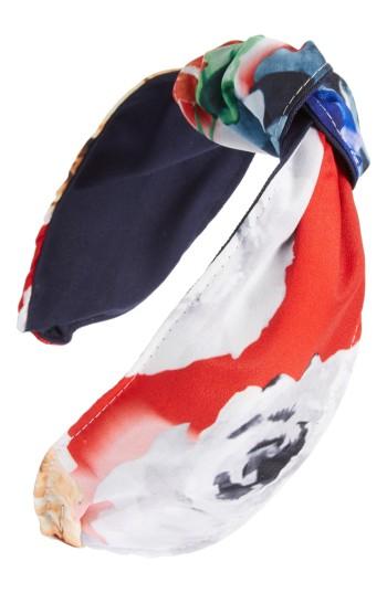 Cara Flower Print Knot Head Wrap, Size - Blue