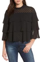 Women's Halogen Ruffle Tiered Blouse - Black