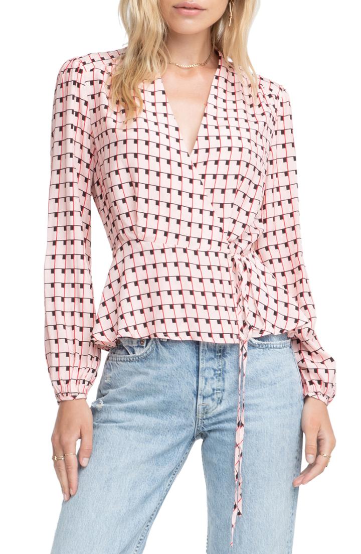 Women's Astr The Label Print Wrap Top - Pink