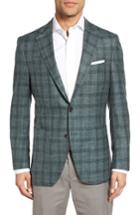 Men's Peter Millar Classic Fit Plaid Wool Blend Sport Coat L - Green