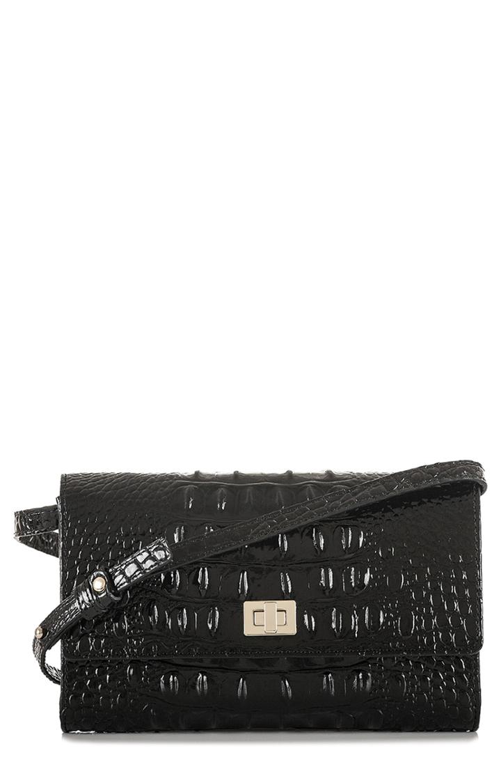 Brahmin Kennedy Croc Embossed Leather Crossbody Bag - Brown