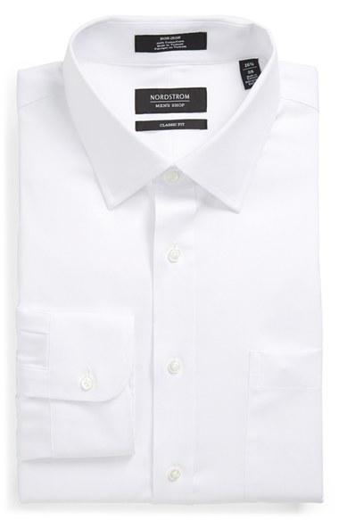 Men's Nordstrom Men's Shop Classic Fit Non-iron Solid Dress Shirt 35 - White