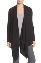 Women's Eileen Fisher Drape Front Wool Cardigan, Size - Black