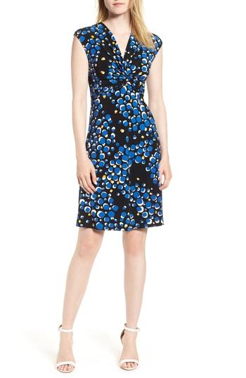 Women's Anne Klein Dot Print Twist Front Dress - Black