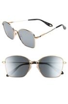 Women's Givenchy 56mm Square Polarized Metal Sunglasses - Gold