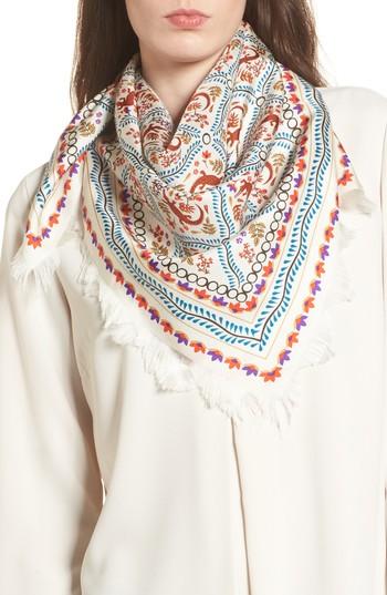 Women's Tory Burch Crocodile Silk Square Scarf