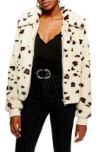 Women's Topshop Animal Faux Fur Jacket Us (fits Like 0) - White