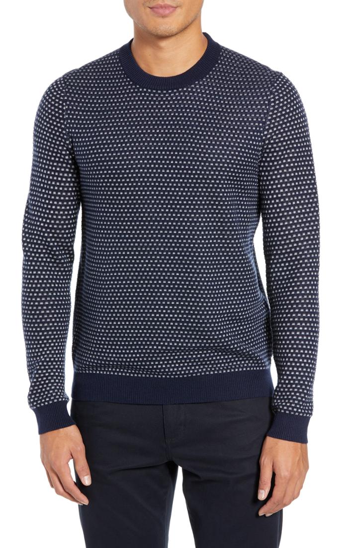 Men's Ted Baker London Malttea Slim Fit Textured Sweater (s) - Blue