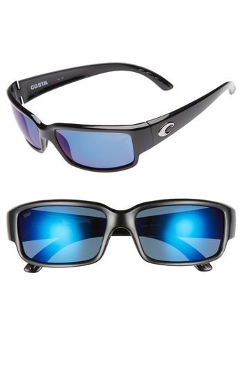 Men's Costa Del Mar Caballito 60mm Polarized Sunglasses - Black/ Blue Mirror