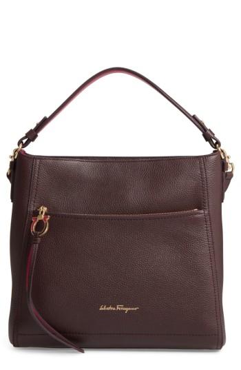 Salvatore Ferragamo Medium Ally Leather Top Handle Tote - Purple