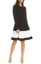 Women's Eliza J Colorblock Stripe Fit & Flare Dress - Black