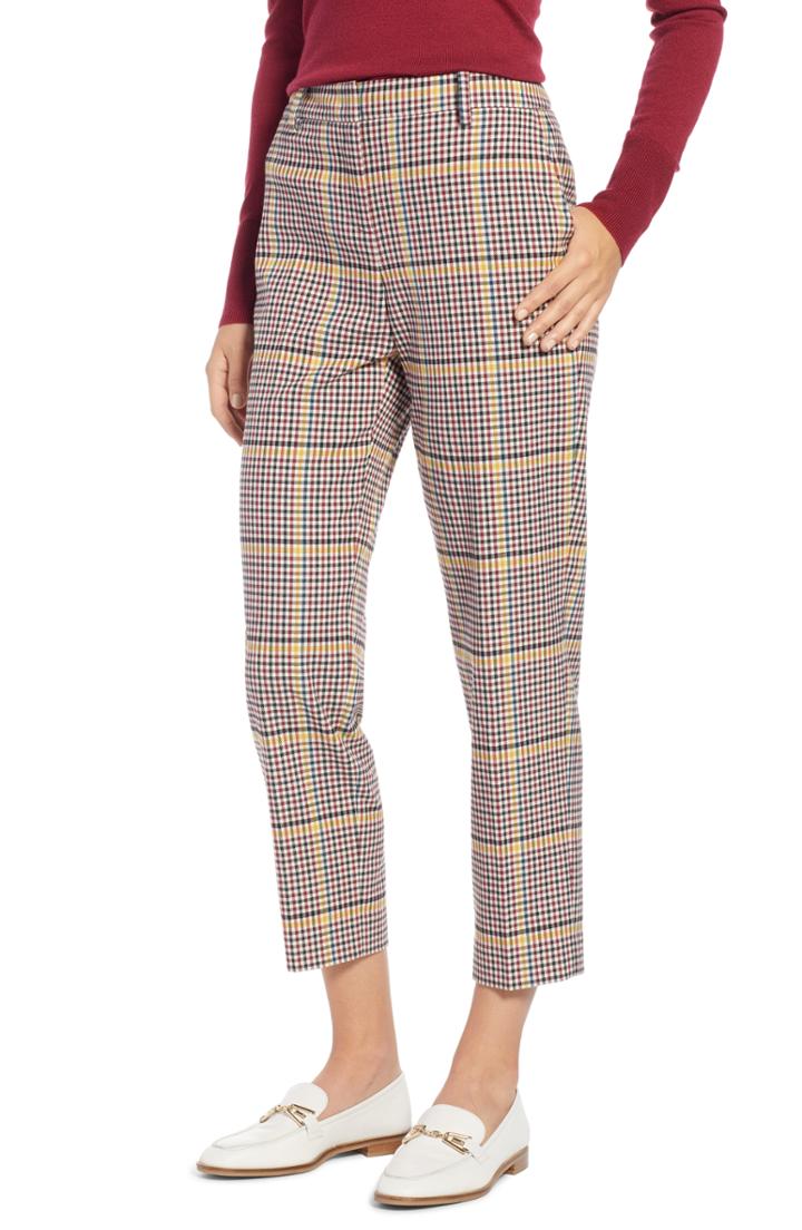 Women's 1901 Plaid Slim Ankle Pants - Red