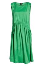 Women's Halogen Drawcord Stretch Cotton Blend Dress - Green