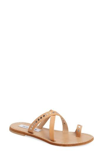 Women's Steve Madden Becky Studded Toe-loop Sandal .5 M - Brown