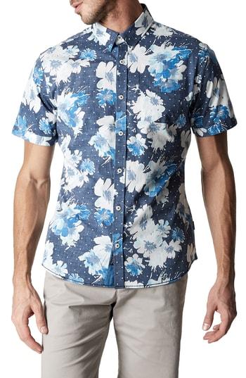 Men's 7 Diamonds Lost In Paradise Slim Fit Floral Sport Shirt - Blue