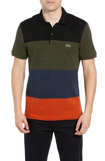 Men's Lacoste Regular Fit Colorblock Pique Polo (s) - Orange