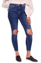Women's We The Free By Free People Ripped High Waist Ankle Skinny Jeans - Blue