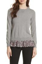 Women's Kate Spade New York Floral Ruffle Sweater - Grey