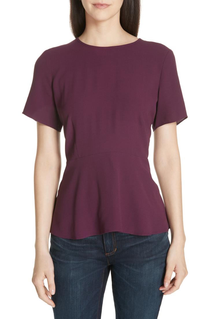 Women's Eileen Fisher Silk Peplum Top (similar To 14w) - Purple