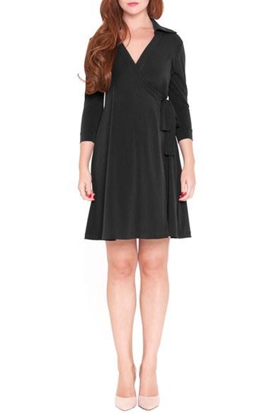 Women's Olian 'dina' Maternity Wrap Dress - Black