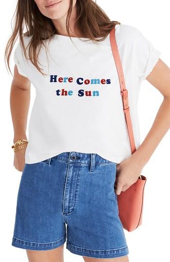 Women's Madewell Here Comes The Sun Setlist Boxy Tee, Size - White