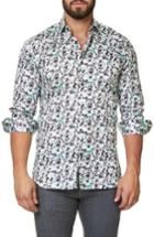 Men's Maceoo Trim Fit Geo Print Sport Shirt (l) - Grey